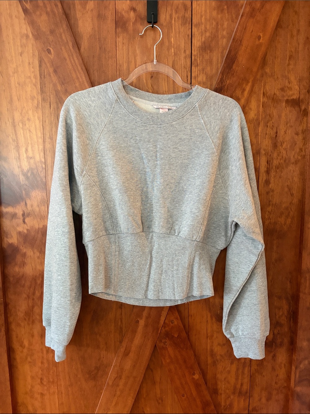 Victoria's Secret Light Gray Cropped Crewneck Sweatshirt